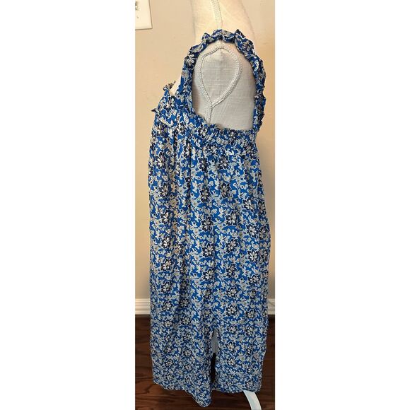J Crew Cotton voile ruffle-trim shift dress in cobalt floral Size Small - Picture 7 of 8